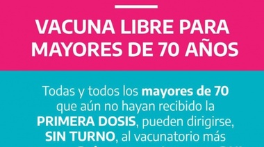 Vacuna libre para mayores de 70 años