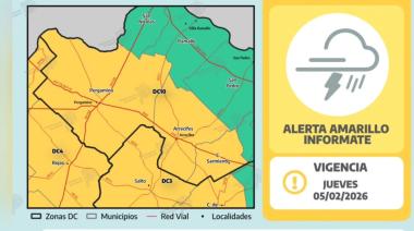 Alerta amarilla por tormentas para Salto este jueves