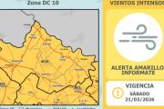 Alerta amarilla por vientos fuertes para la tarde de este sábado